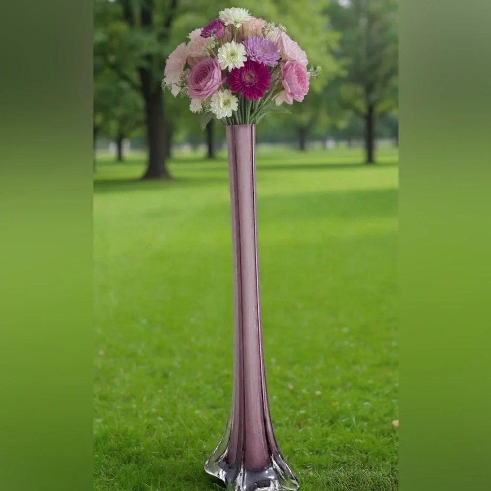 Eiffel tower vase 15.5” inch high decorative vase purple ( wine color )